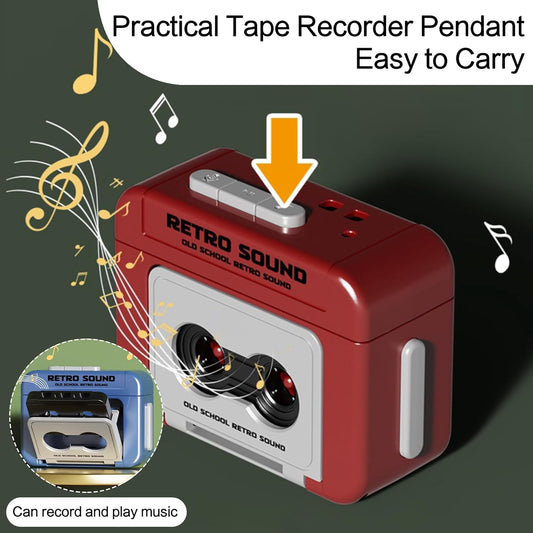 Mini Retro Recorder Keychain – Voice Recording & Cassette Music Pendant Product -Luckily