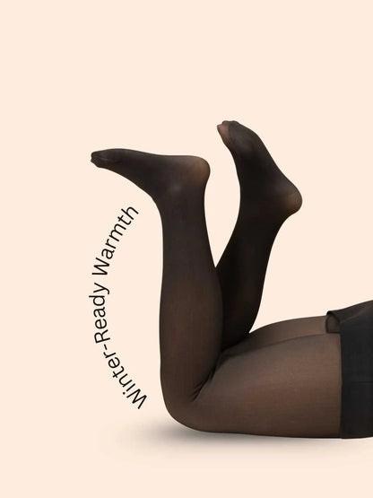Thermal Fleece-Lined Pantyhose Leggings – Sheer Look, Winter Warmth