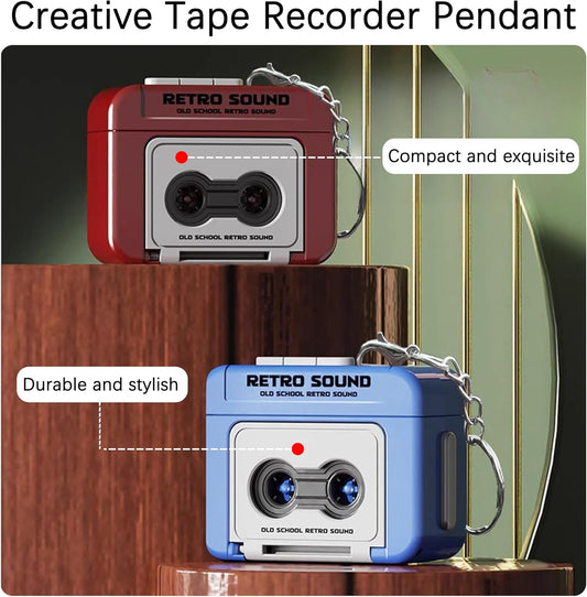 Mini Retro Recorder Keychain – Voice Recording & Cassette Music Pendant Product -Luckily