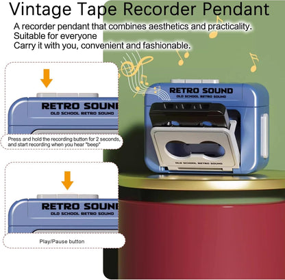 Mini Retro Recorder Keychain – Voice Recording & Cassette Music Pendant Product -Luckily