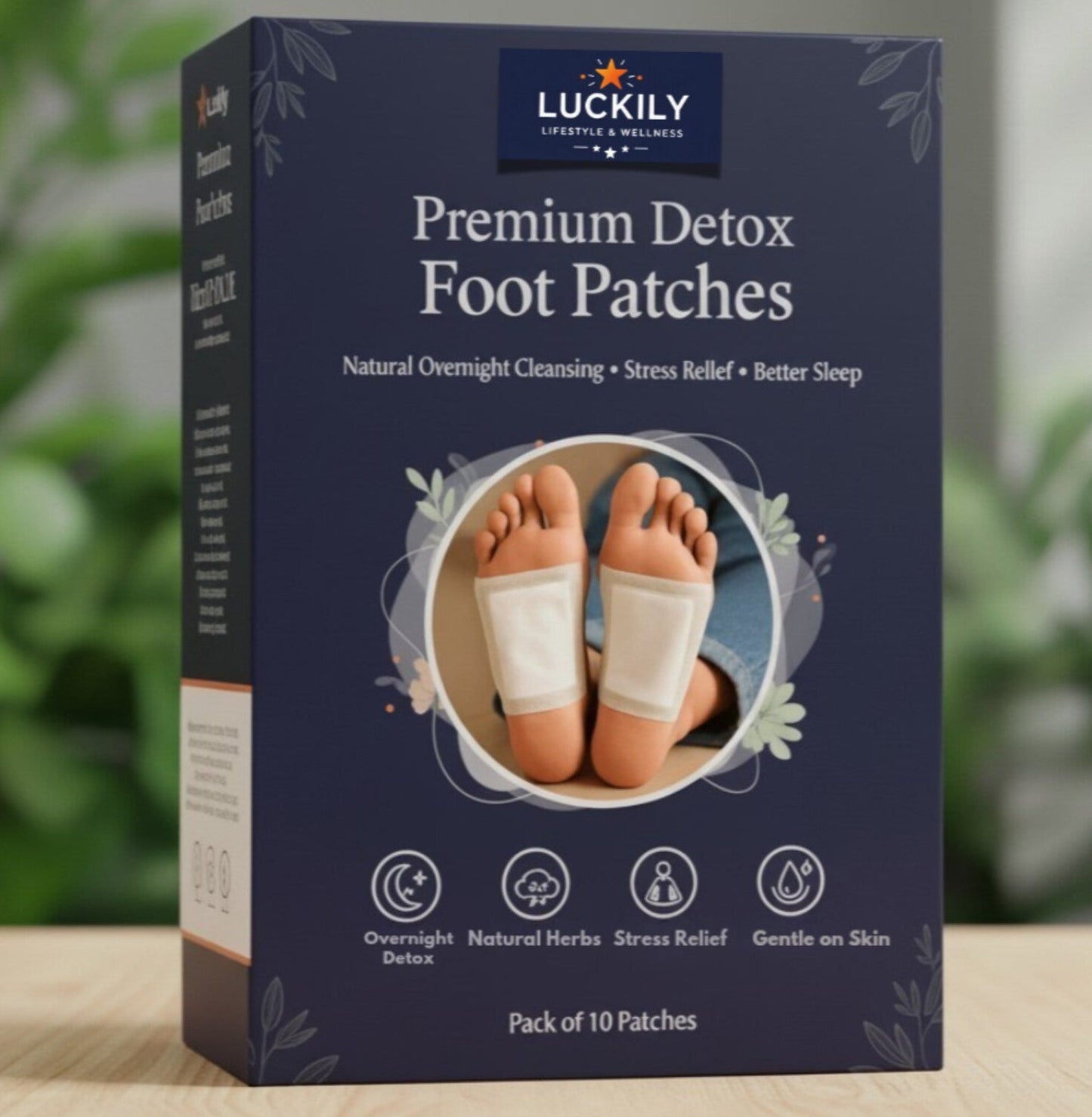 Luckily Premium Detox Foot Patches – 10 Natural Cleansing Pads | Toxin Remover Foot Patch for Pain Relief, Stress Relief & Better Sleep | For Men & Women