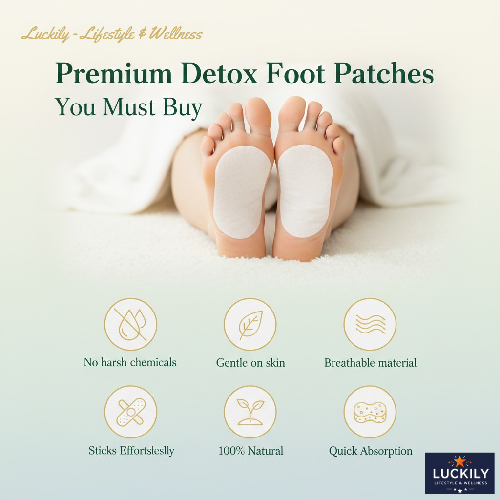 Luckily Premium Detox Foot Patches – 10 Natural Cleansing Pads | Toxin Remover Foot Patch for Pain Relief, Stress Relief & Better Sleep | For Men & Women