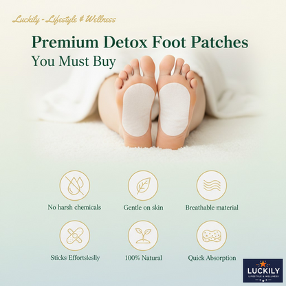 Luckily Premium Detox Foot Patches – 10 Natural Cleansing Pads | Toxin Remover Foot Patch for Pain Relief, Stress Relief & Better Sleep | For Men & Women